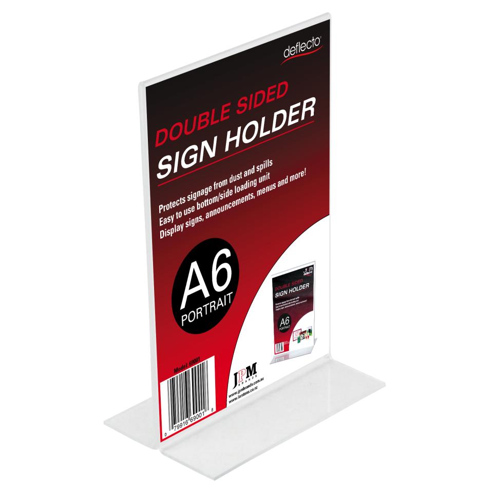 Deflecto Sign Menu Holder Portrait Double Sided A6 Clear