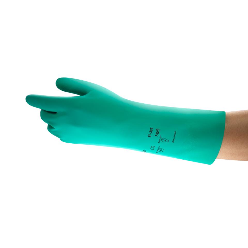 AlphaTec 87-395 Latex and Neoprene flocklined Glove Green size 10 Pack 12