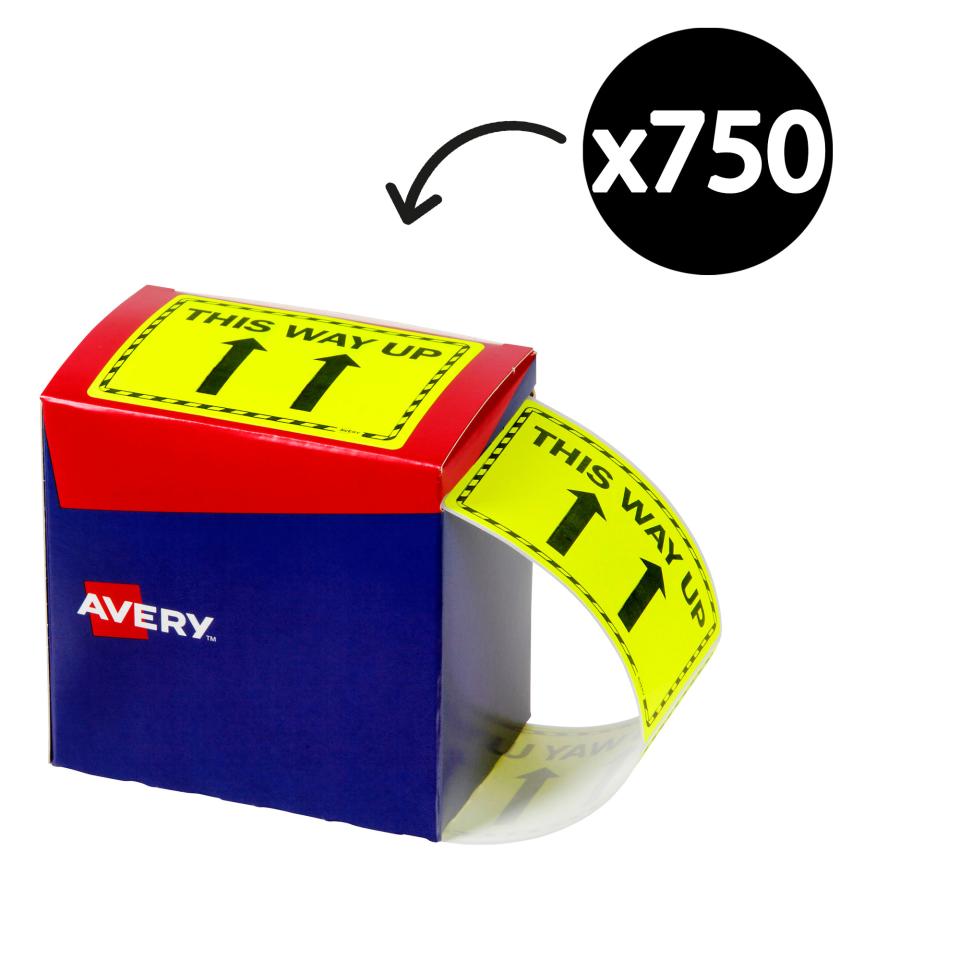 Avery This Way Up Label 75 x 99.6mm Fluoro Yellow 750 Labels