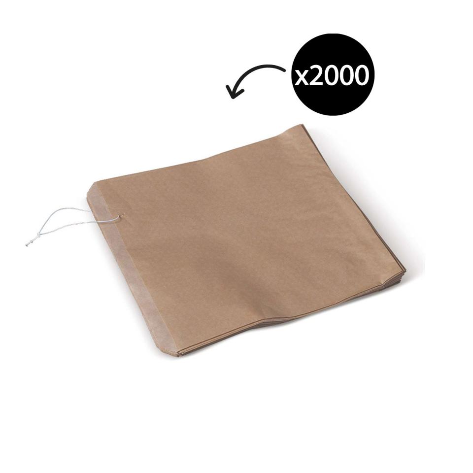 Detpak Paper Bag No. 2 Flat Square Strung 212 x 200mm Brown Carton 2000