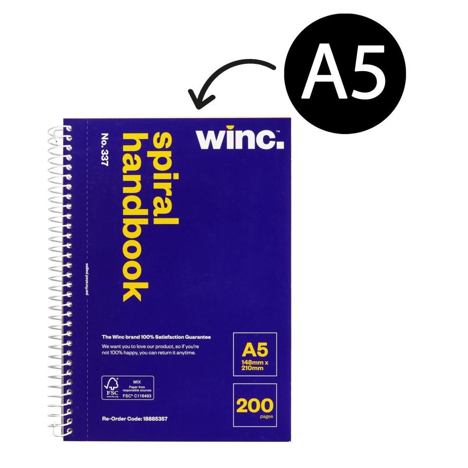 Winc Spiral Notebook No. 337 A5 Ruled Perforated 200 Pages