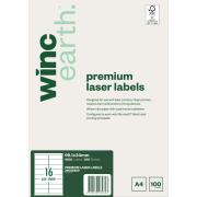 Winc Earth Premium Laser Labels 99.1x34mm 16 Per Sheet Pack of 100 Sheets