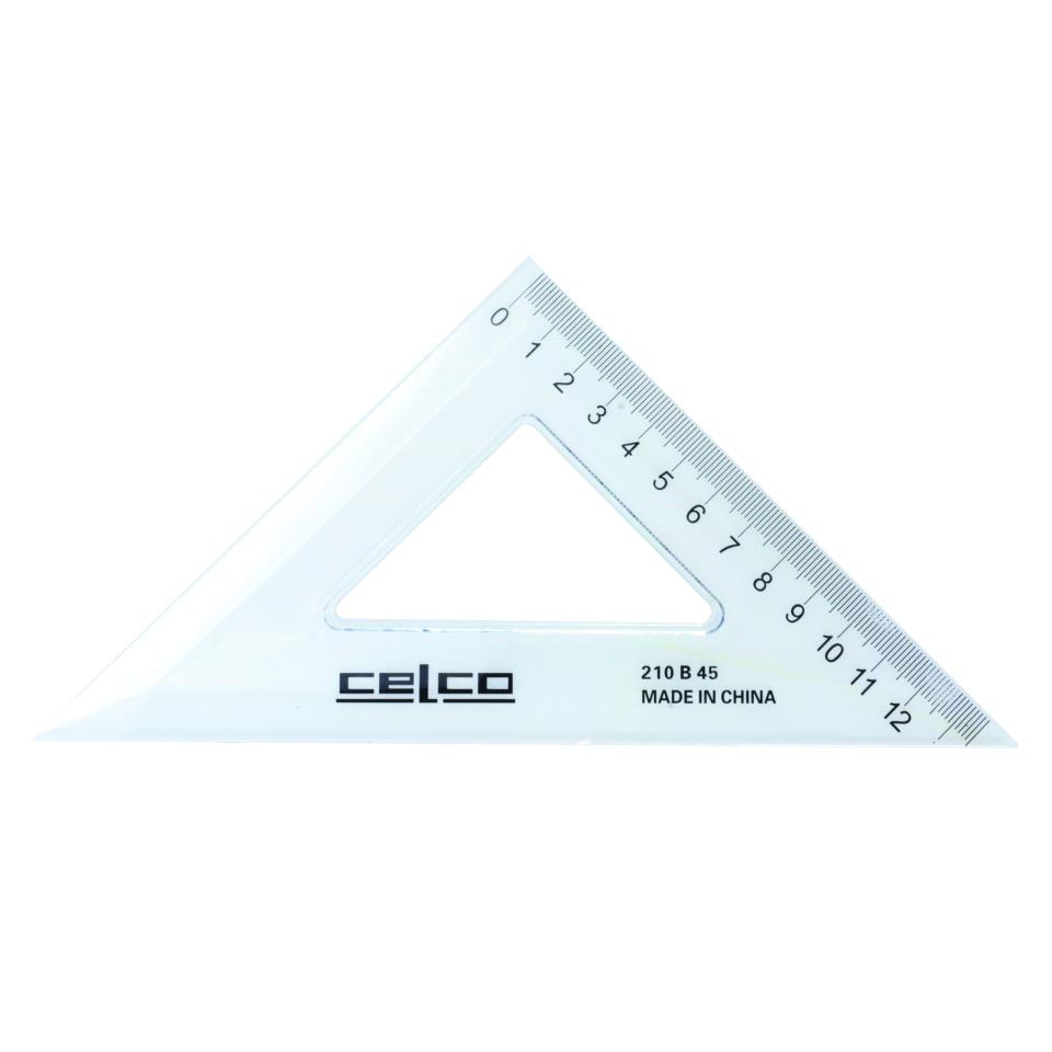 Celco Set Squares 45 Degrees X 210mm Clear