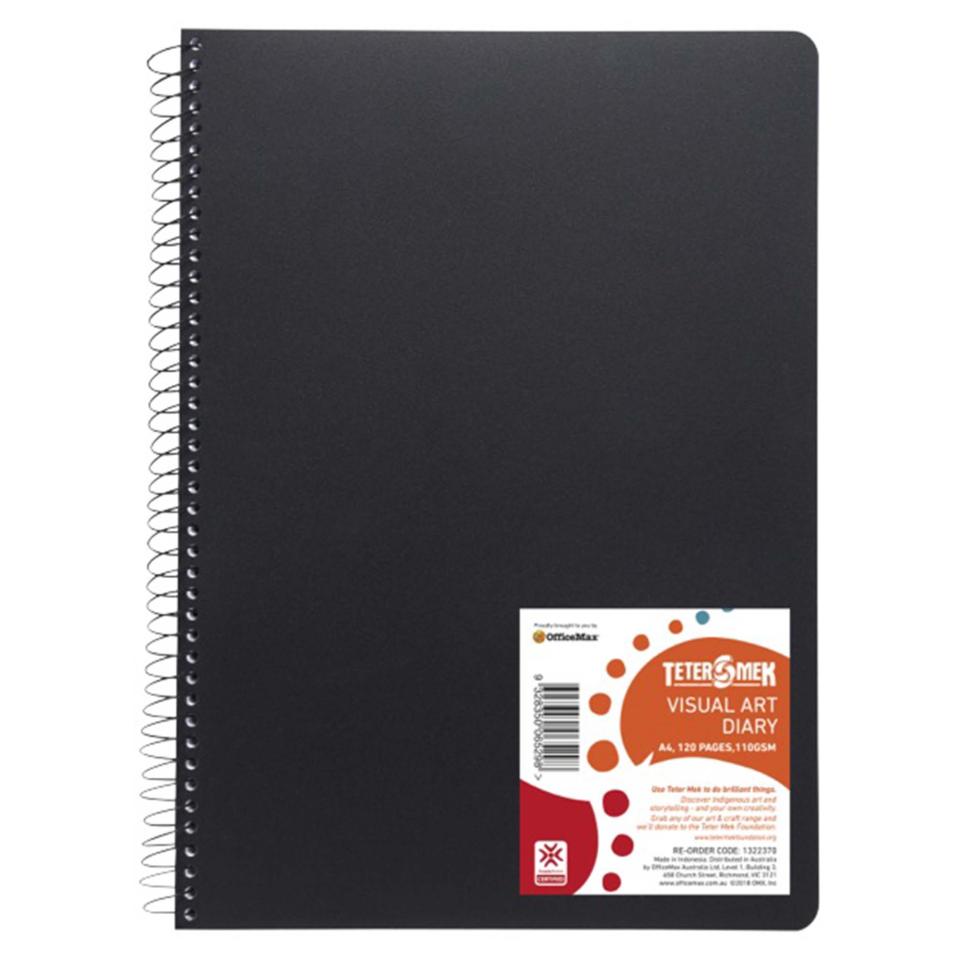 Officemax/Teter Mek A4 Visual Art Diary Spiral 110gsm Black 120 Pages