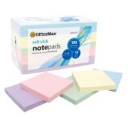 Officemax Self-stick Notes 76 x 76mm Pastel Assorted Colours Pack 18
