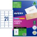 Thumbnail image of Avery Premium White Inkjet Laser Address Labels with AveryEco 21UP 50 Sheets 63.5 x 38.1mm L7160