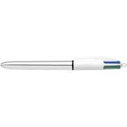 Bic 4 Colour Shine Silver Barrel Ballpoint Pen Pack 12