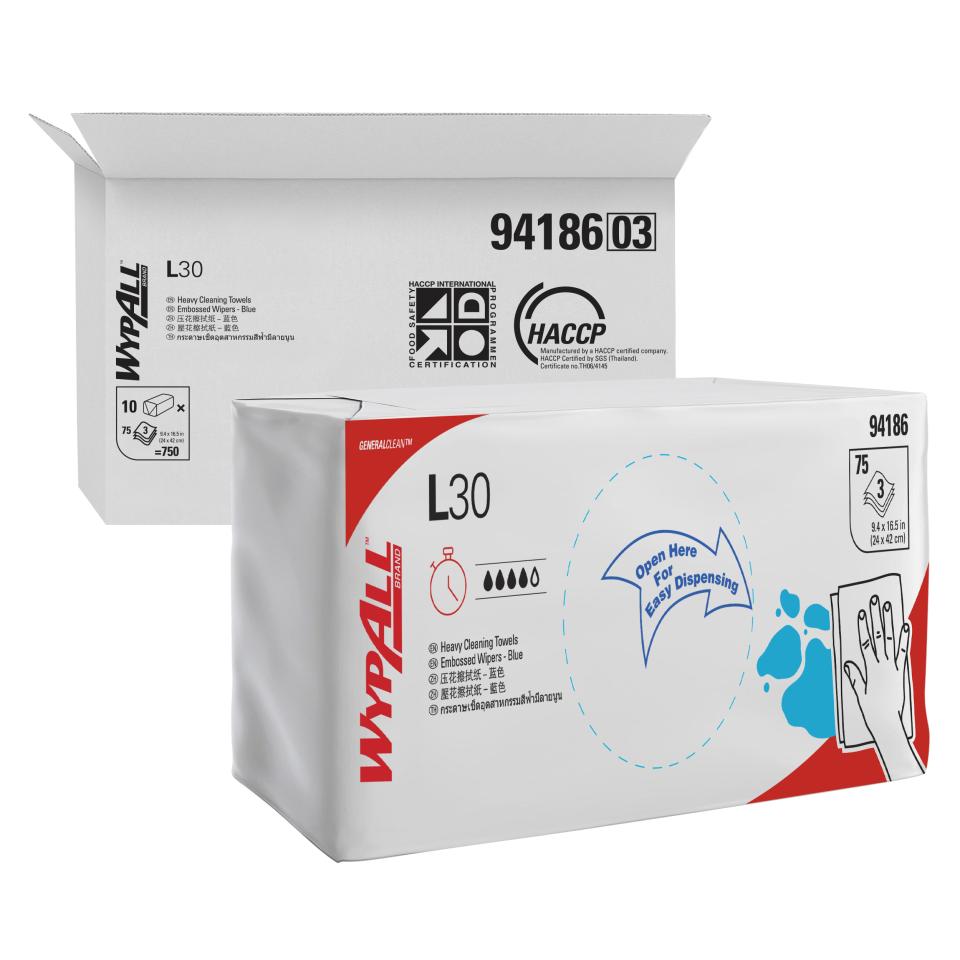 Wypall 94186 Grab N Clean 42X24cm Blue Pack 75 Carton 10 Image