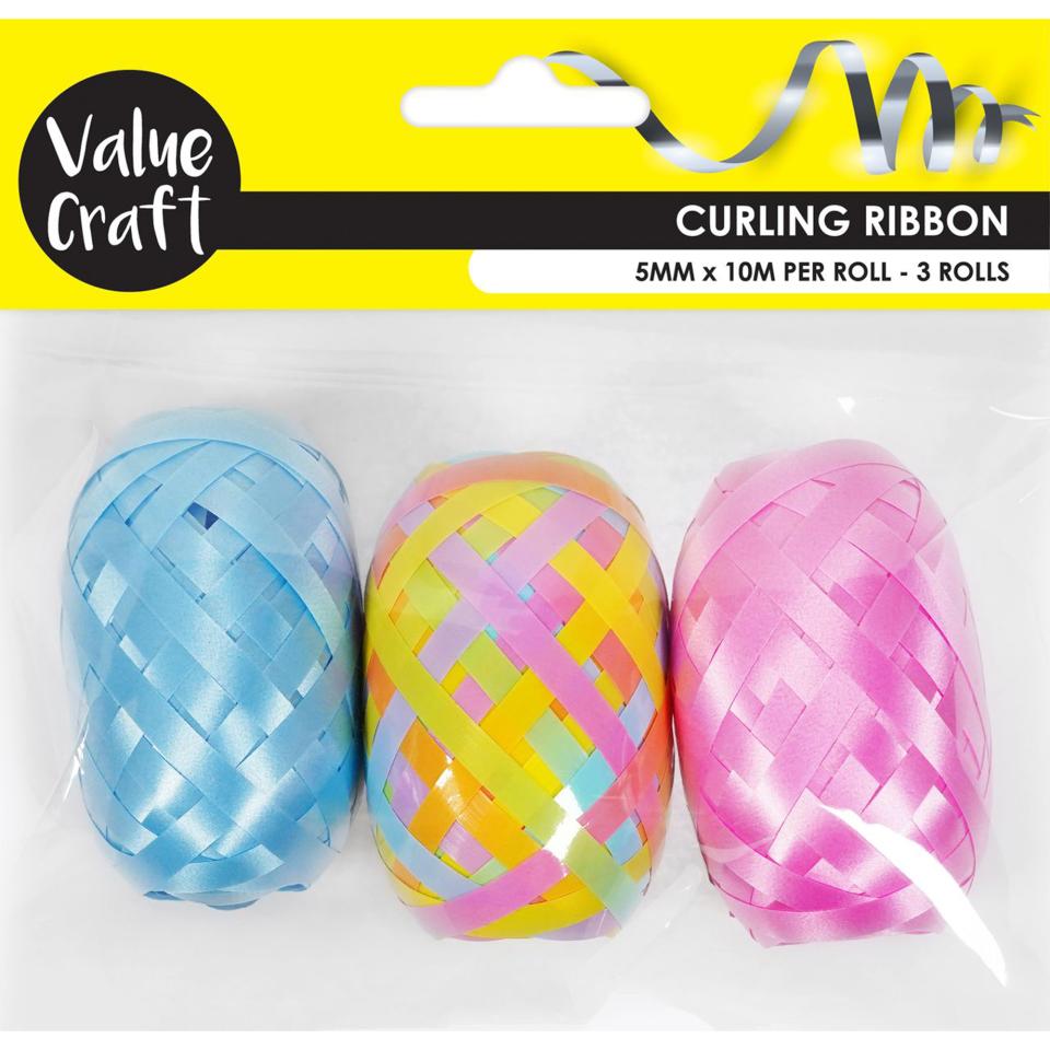 Arbee Curling Ribbon Pastel Rainbow 10m Pack 3 Image