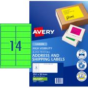 Avery Fluoro Green Shipping Labels for Laser Printers - 99.1 x 38.1mm - 350 Labels (L7163FG)