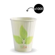 Biopak Biocup Double Wall 12Oz/390ml White Leaf Design Carton 1000