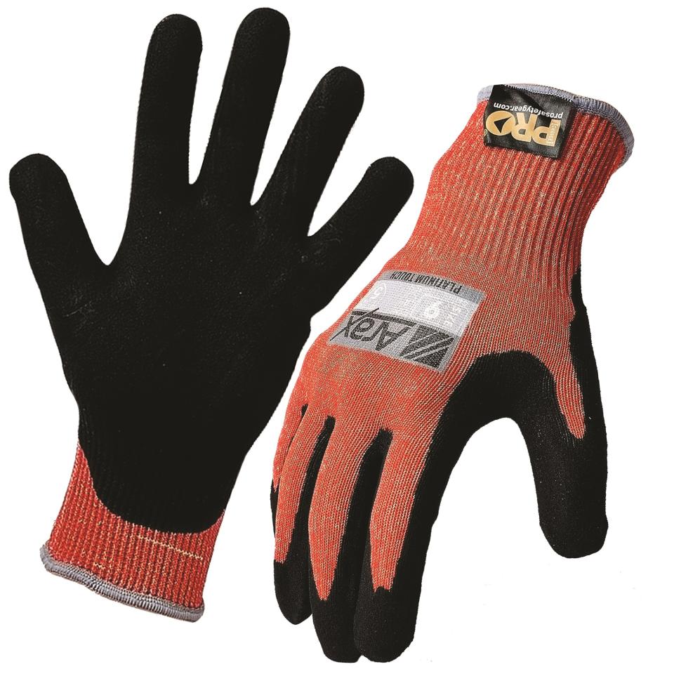 Arax Platinum Cut 5 Gloves PU Nitrile Foam Palm Red Black Pair Image