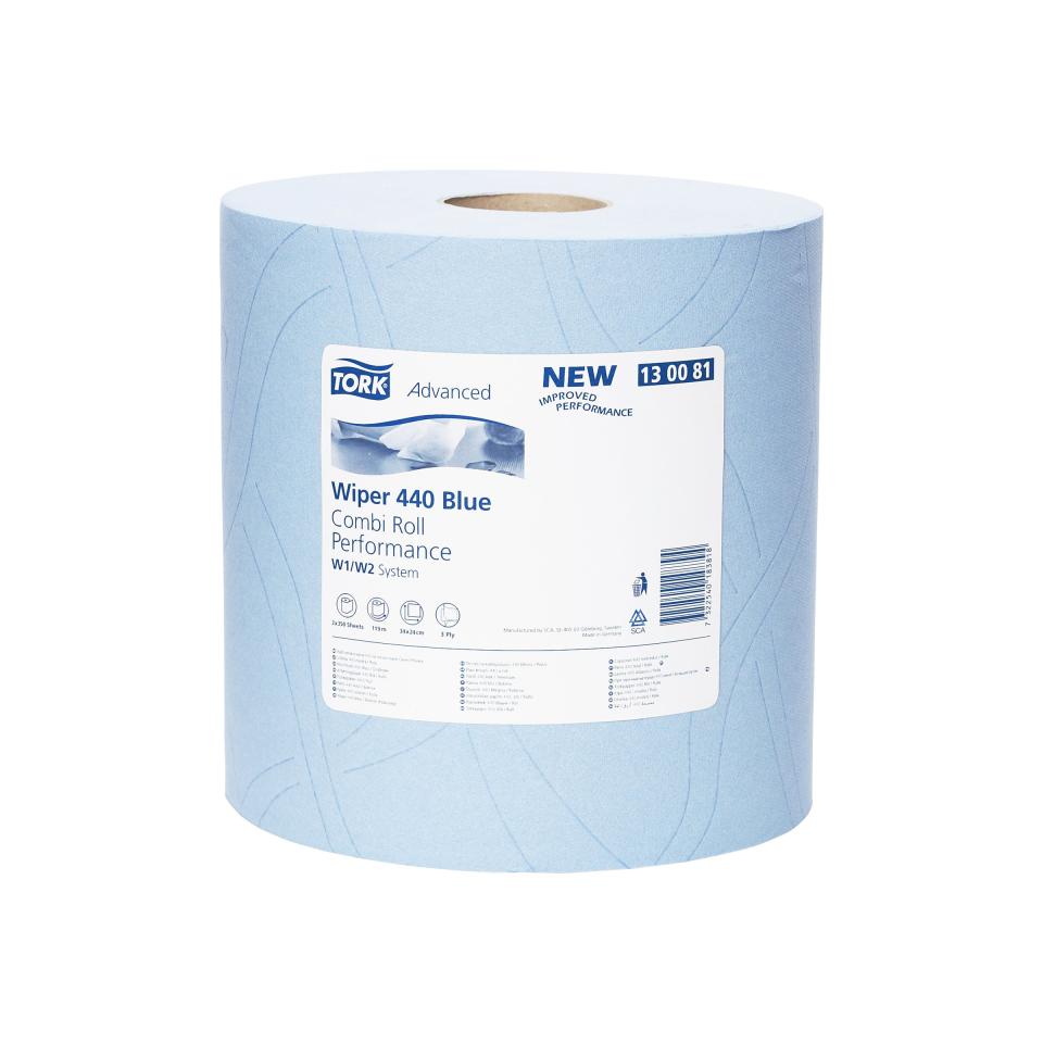 Tork 130081 Industrial Heavy Duty Wiping Paper Blue Combi Roll W1/2 350Sheets Carton 2