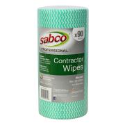 Sabco Professional Contractor Wipes 90 Sheet Roll 30 x 50cm Green