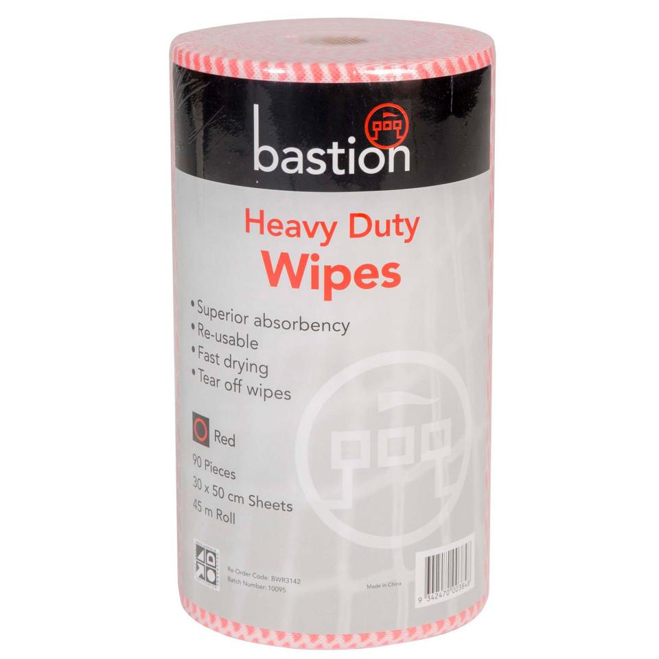 Bastion Heavy Duty Wipes 45m Roll 90 Pieces 30X50cm Red Roll Image