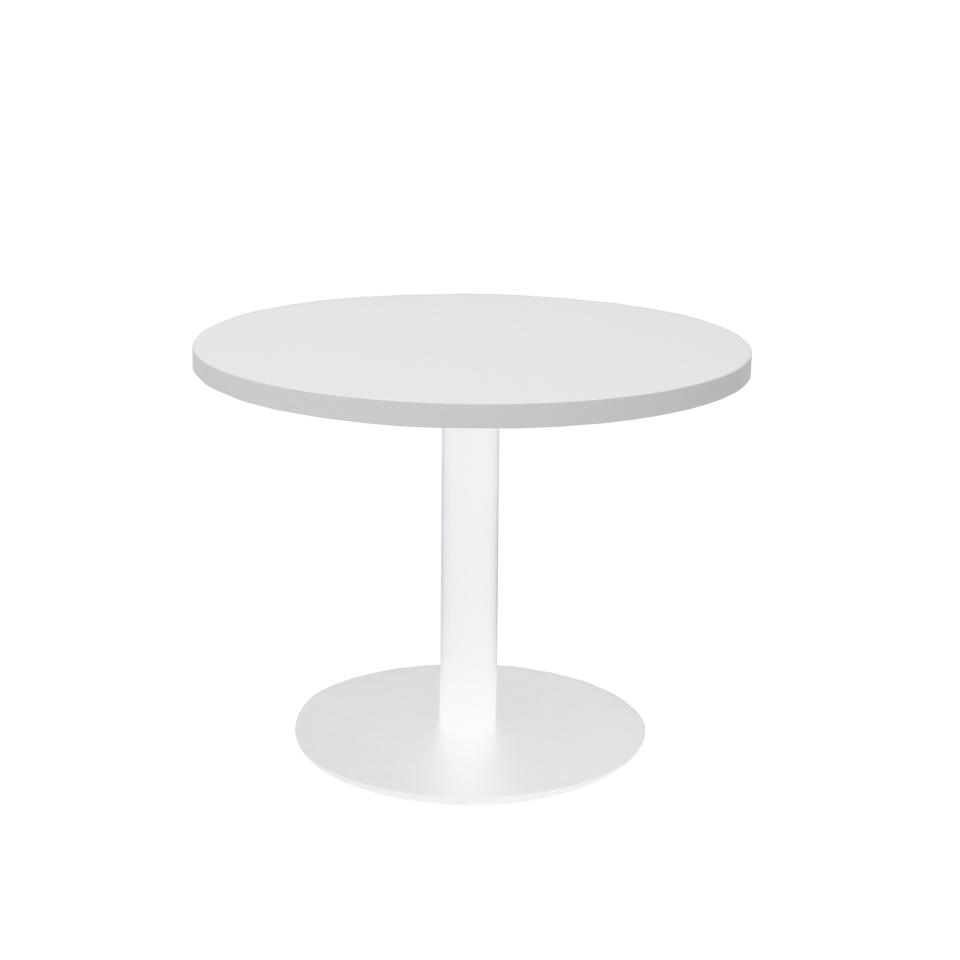 Rapidline Estillo Round Coffee Table  600dia Natural White Top with White Satin Base