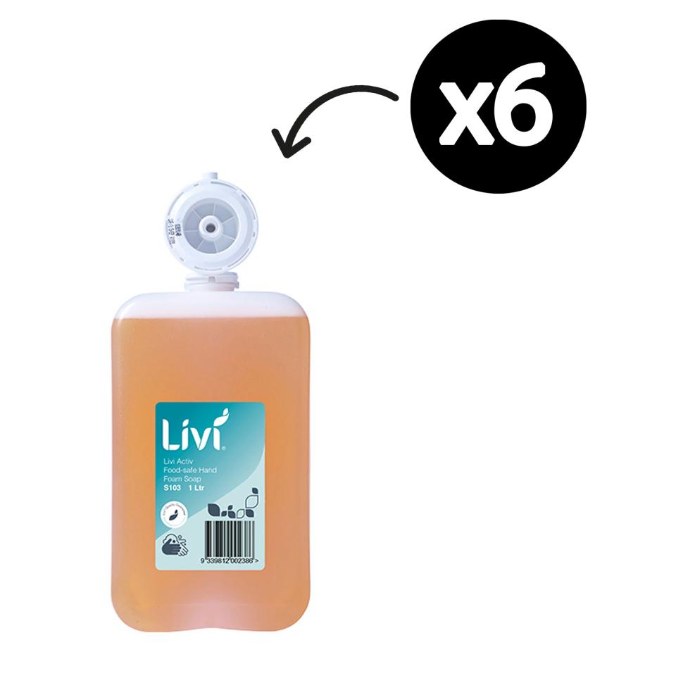 Livi Activ S100 Antimicrobial Foam Hand Soap Pod 1L Carton 6