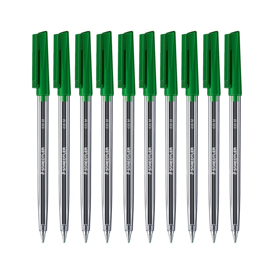 Staedtler Stick 430M Ballpoint Pen Medium 1.0mm Green Box 10