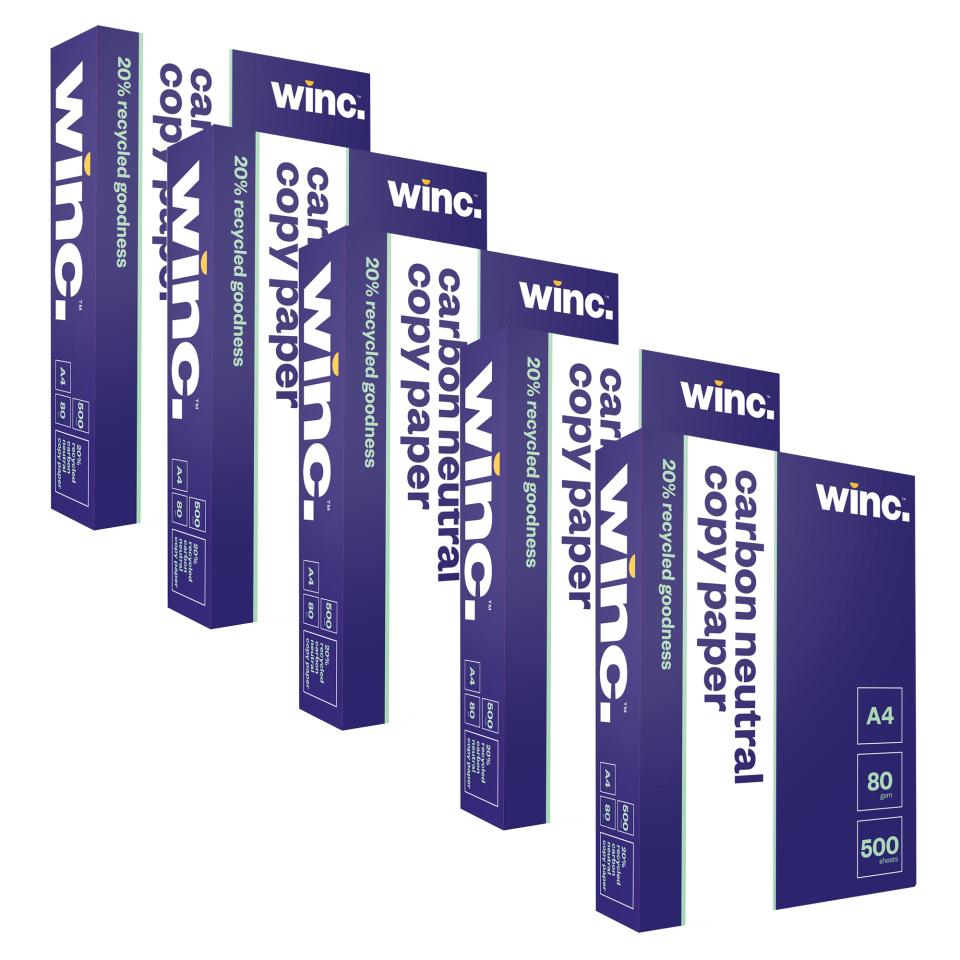 Winc Carbon Neutral 20% Recycled Copy Paper A4 80gsm White Carton 5 Reams