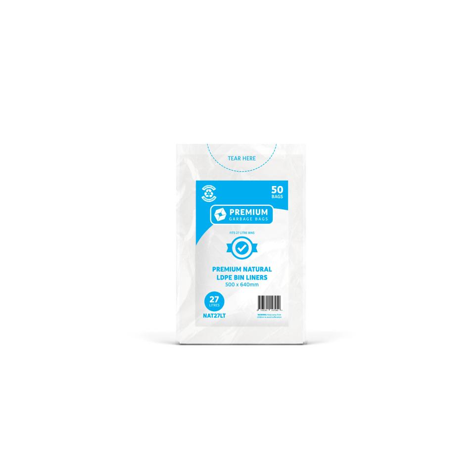 Austar Bin Liners 27 Litre 510X650mm Natural Pack 50