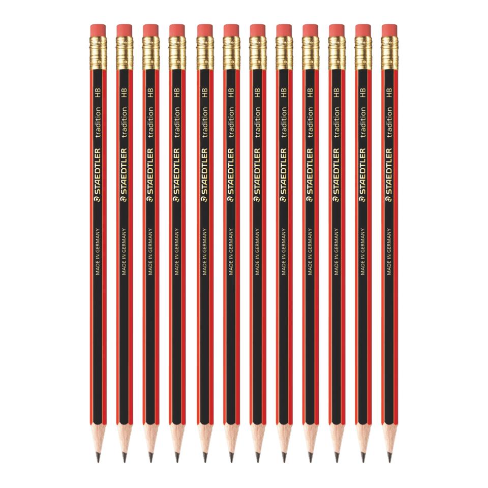 Staedtler 112 Tradition Pencil HB Eraser Tipped Box 12