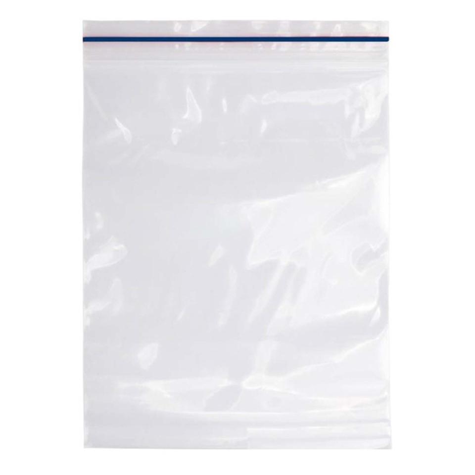 Austar Press Seal Bag Blue Stripe 280mm X 380mm 50um Pack 100 | Winc