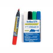 Artline 579 Whiteboard Marker Chisel Tip 2.0-5.0mm Assorted Colours Pack 4