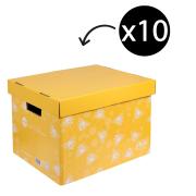 Marbig Enviro We Mean Green Sto-Away Archive Box Honeybee Yellow Pack 4