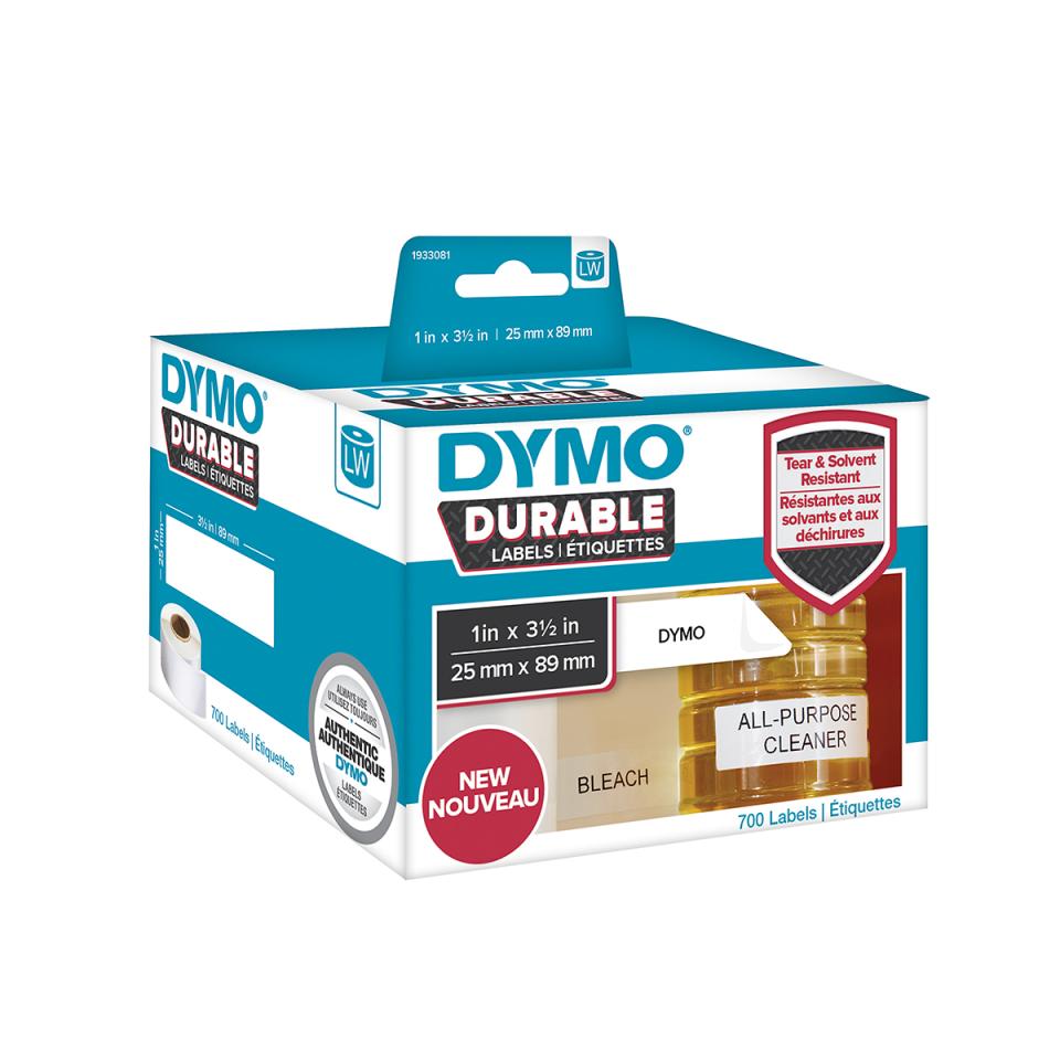 Dymo LW Durable Labels 25mm x 89mm White Poly 700 Labels