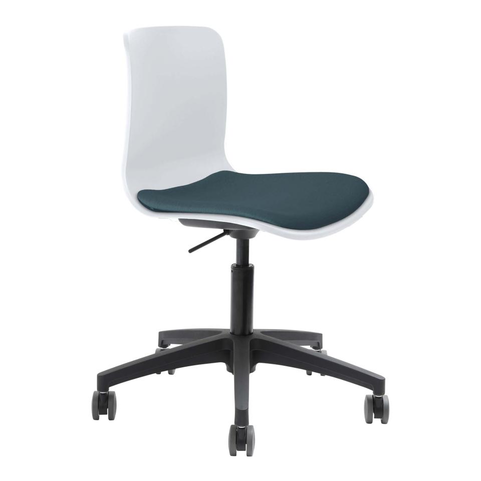 Dal Acti Swivel Chair Black Nylon Base On Castors with Gaslift In White Shell