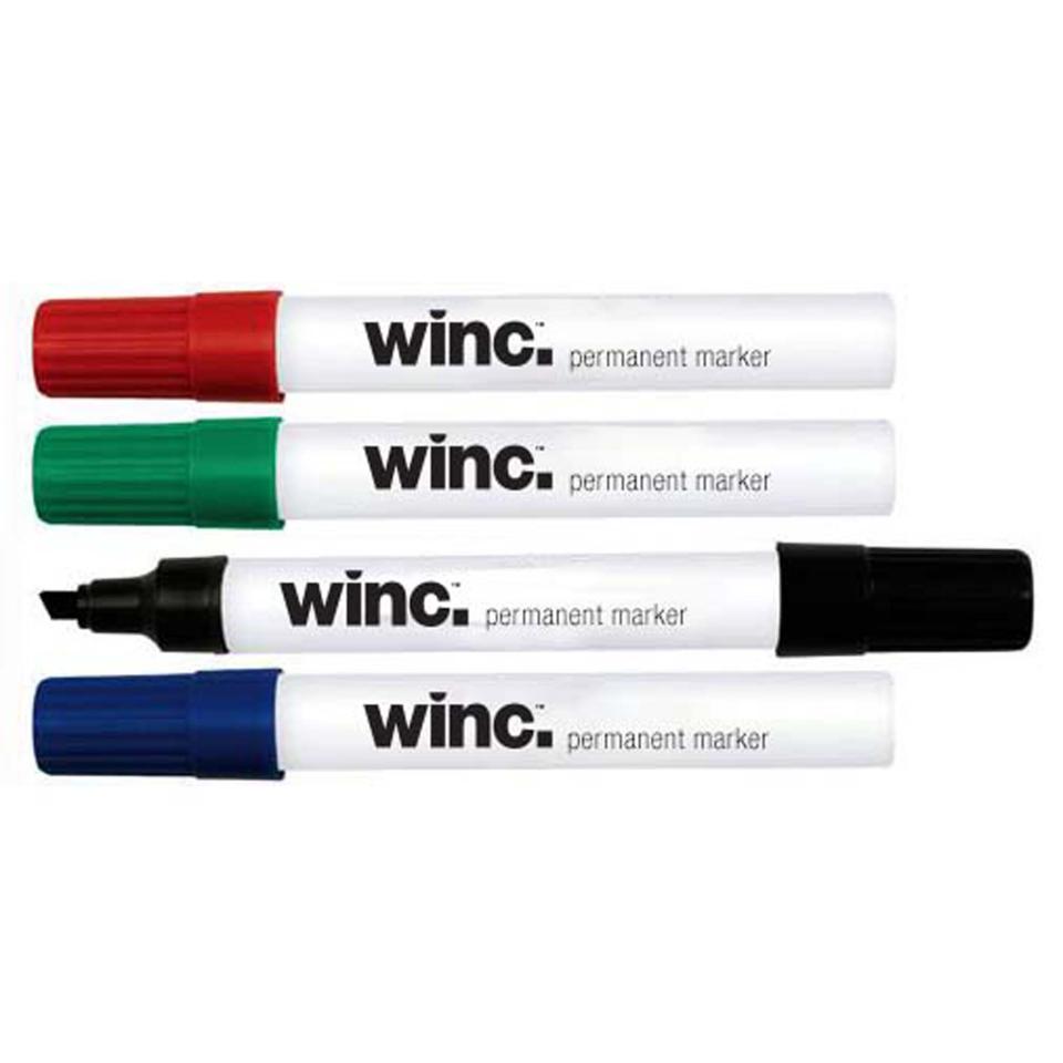 Winc Permanent Marker Chisel Tip 2.0-5.0mm Assorted Colours Box 12