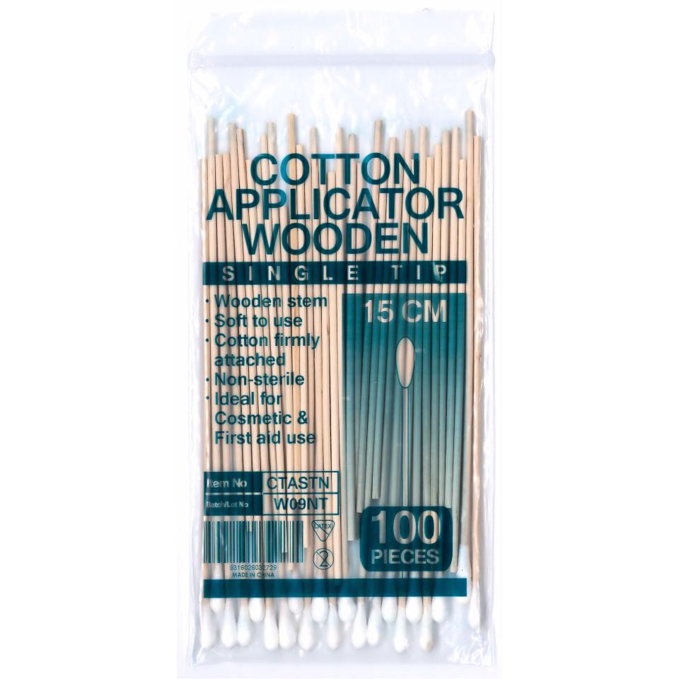 Cotton Tipped Wood Applicator Buds Single Tip 15cm Pack of 100