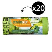 Envirostar 36 Litre Green Compostable Bin Liner 18um Printed Roll 25 Carton 20