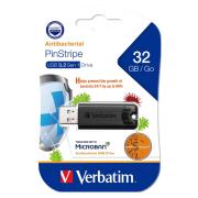 Verbatim Antibacterial Microban Pinstripe USB 3.0 Drive 32GB Black