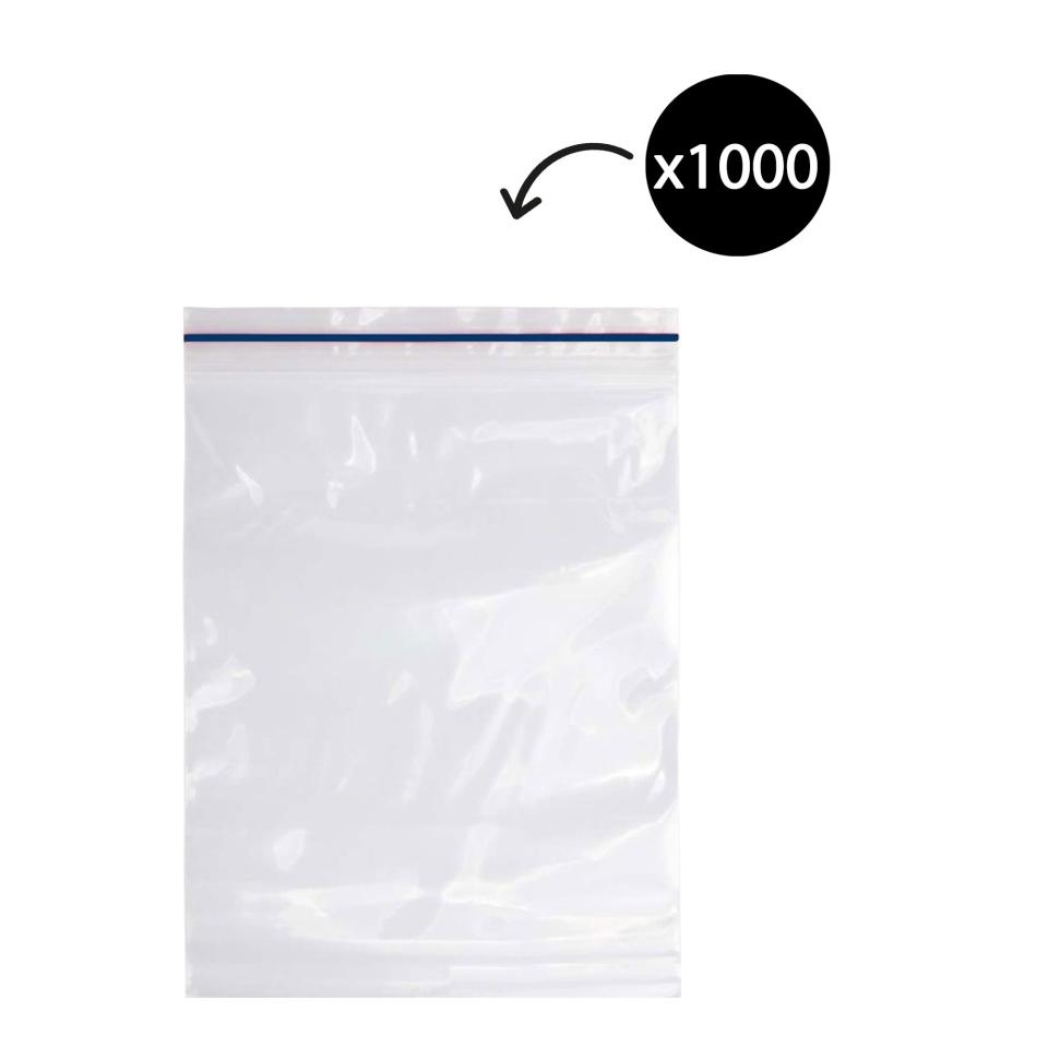 Austar Press Seal Bag Blue Stripe 90mm X 150mm 50um Carton 1000 Image