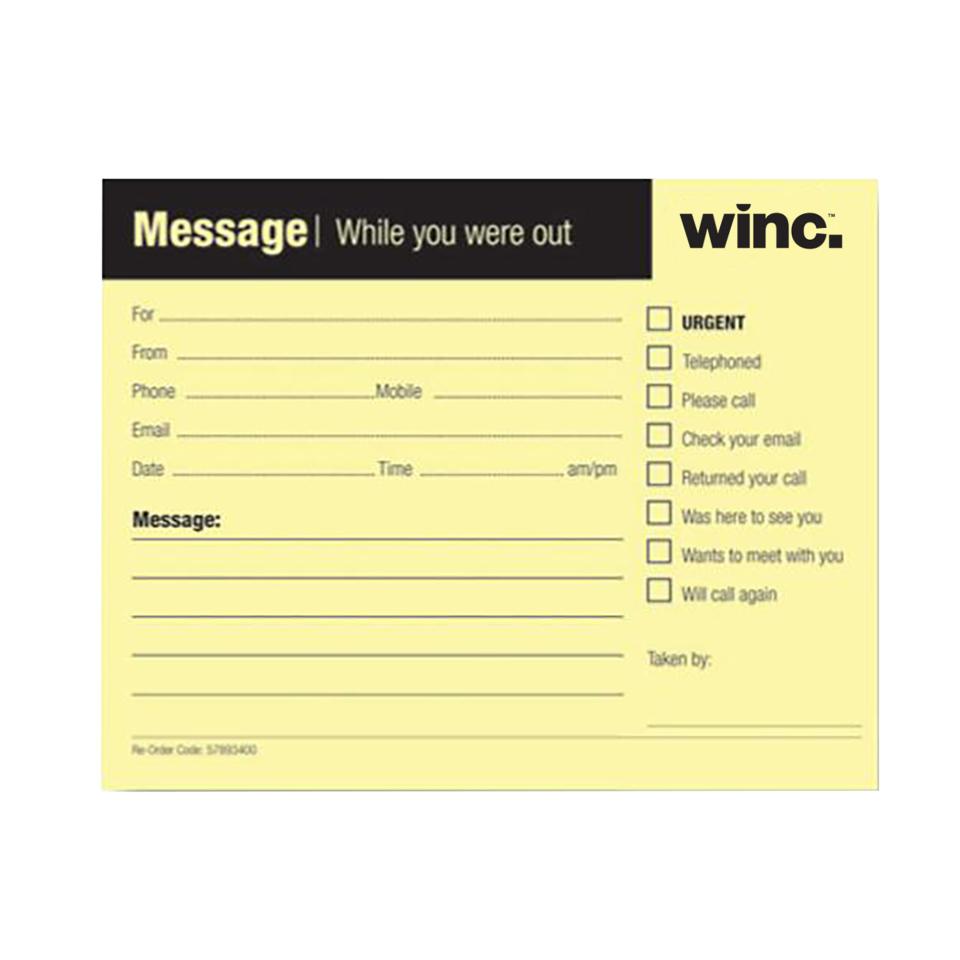 Winc Telephone Message Pad