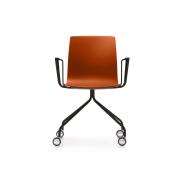 Dauphin Fiore Conference Chair Polished Arms with Chrome 4 Star Base Plastic Bucket seat Terracotta