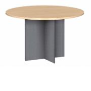 DDK Accent Meeting Table Round Young Beech with Timber Top and Black Frame
