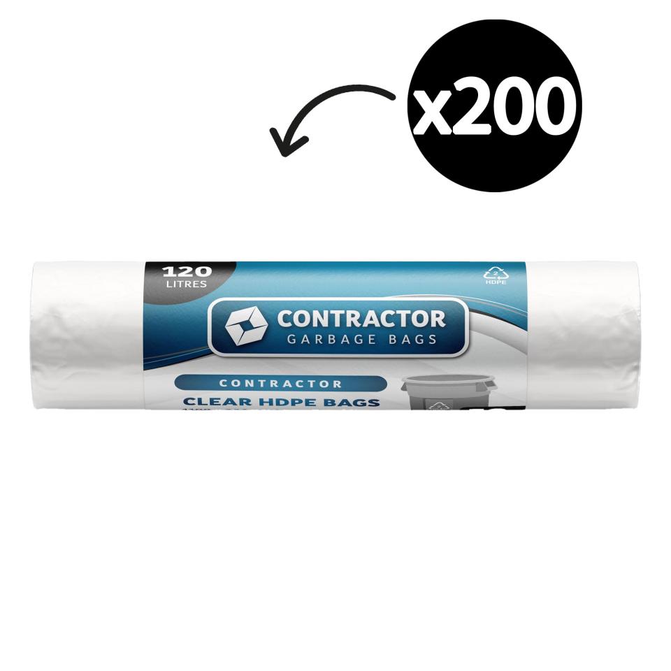 Austar Contractor Bin Liners Clear Hdpe 120lt Roll 25 Carton 200