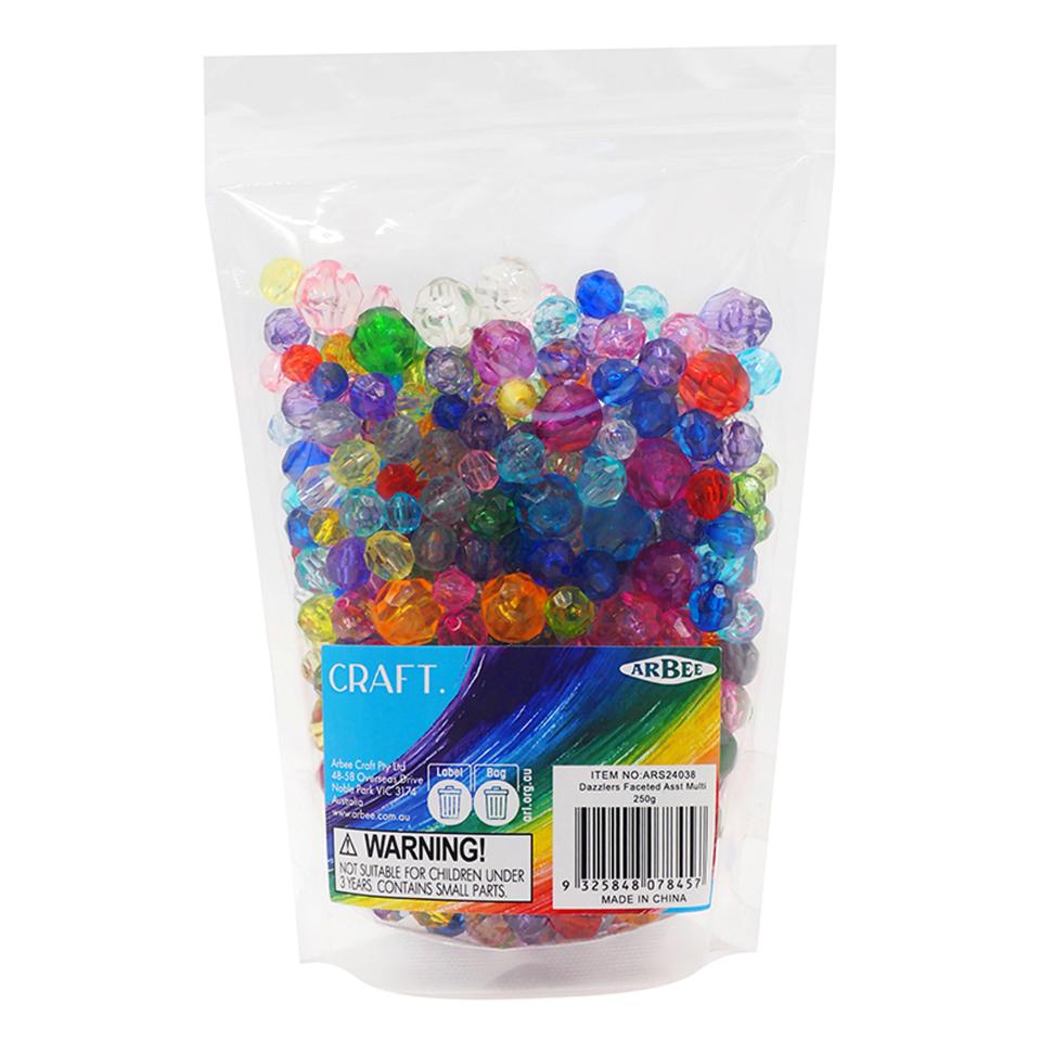 Arbee Beads Dazzlers Faceted Multicolour Assorted 250g Image