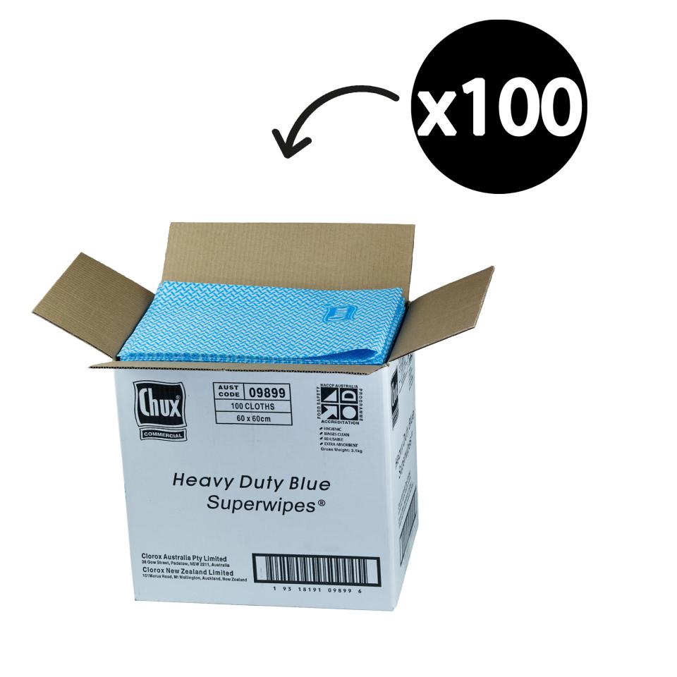 Chux 09899 Heavy Duty Superwipes Blue 60x60cm Box 100