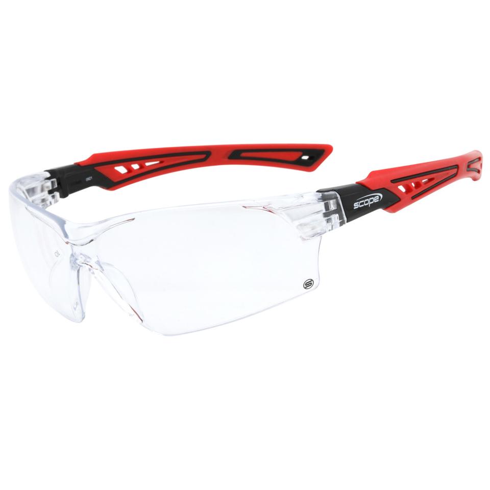 Scope Bionix Safety Spectacle Clear Lens Red/Black Frame