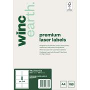 Winc Earth Premium Laser Labels 99.1x67.7mm 8 Per Sheet Pack of 100 Sheets