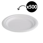 Ecoware PA89579 Bagasse Round Plate 230mm 9 Inch 230x14.6mm Carton 500