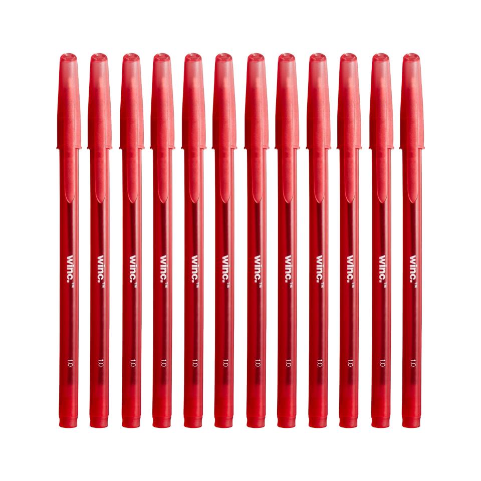 Winc Stick Ballpoint Pen Medium 1.0mm Red Box 12