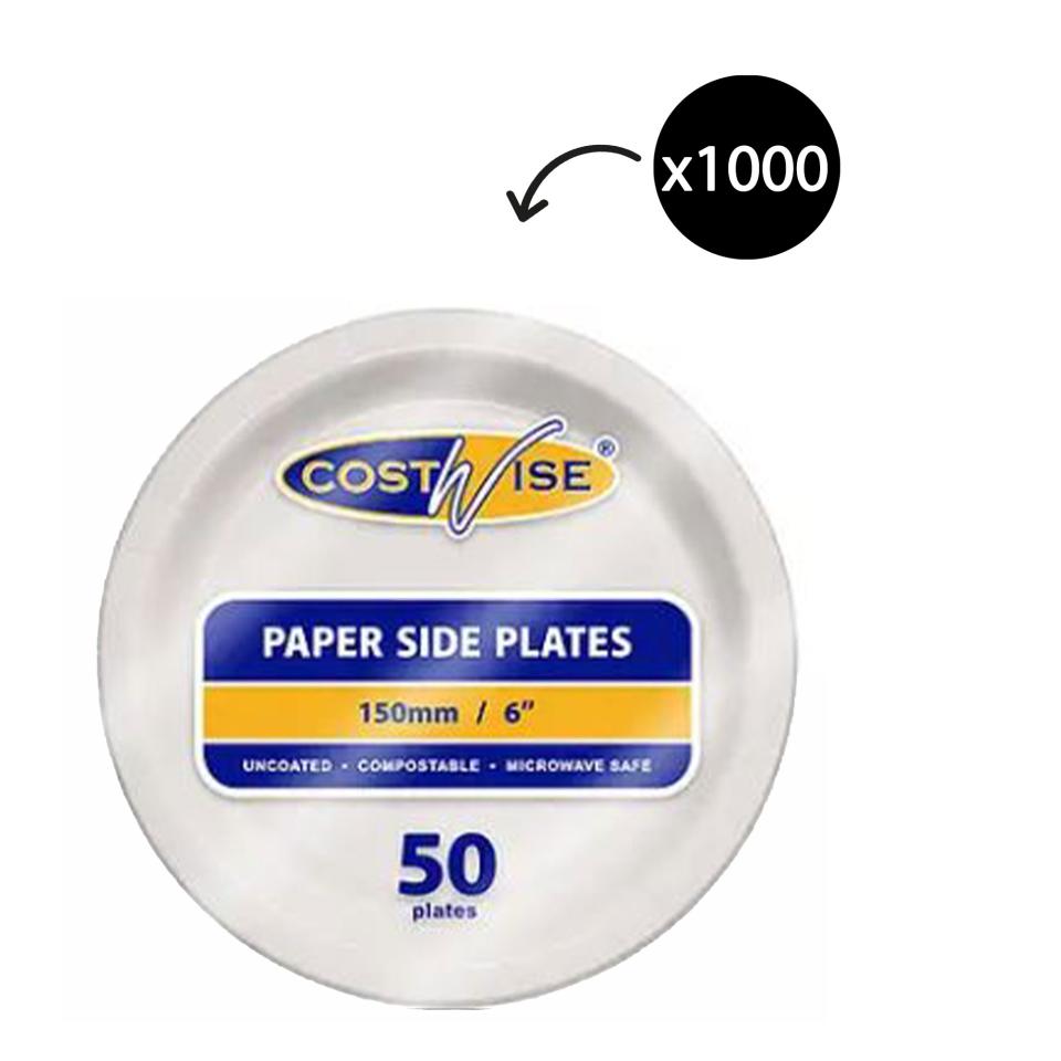Costwise Plates Paper Uncoated White 150mm Carton 1000