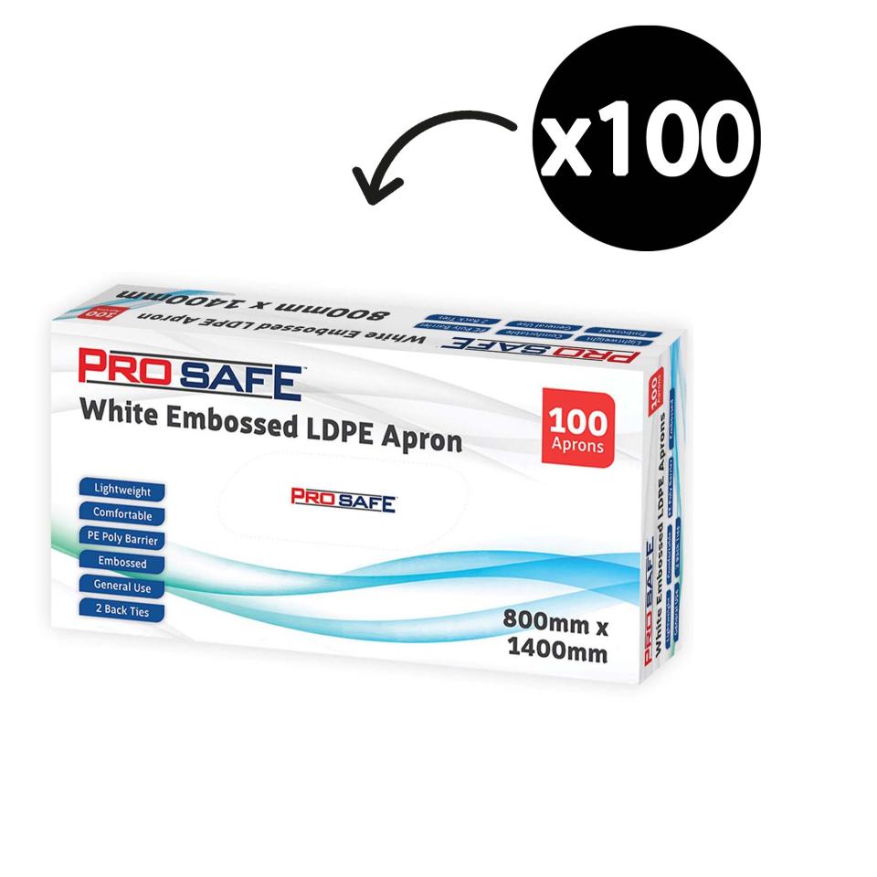 LDPE Dispense Apron 800 x 1400mm White Pack 100