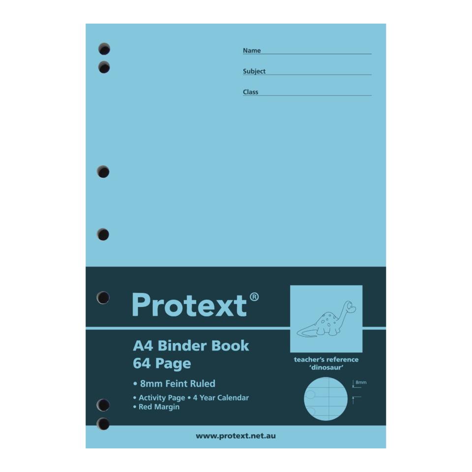 Protext Binder Book A4 Polypropylene Cover Stapled 8mm Ruled 64 Pages