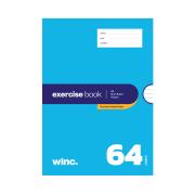 Winc Premium Exercise Book A4 8mm Ruled 70gsm Red Margin 64 Pages