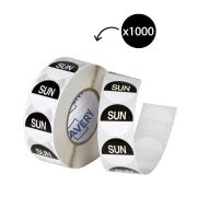 Avery Food Rotation Sunday Day Label Removable Adhesive 24mm Round Black Roll 1000